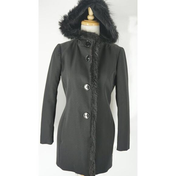 Prada Black Fur Trim Hooded Women's Trench Coat Size 40 EU 4 US New $2375 Italy - Picture 1 of 11